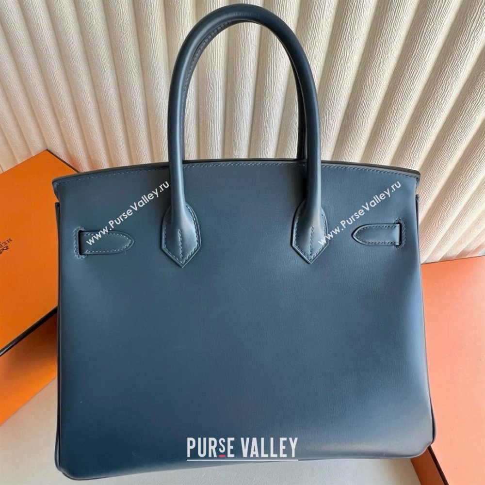 Hermes Birkin 25cm/30cm Bag in Original Box Leather 7P Prussian Blue/Silver 2025 (Full Handmade) (XYA-25052602)