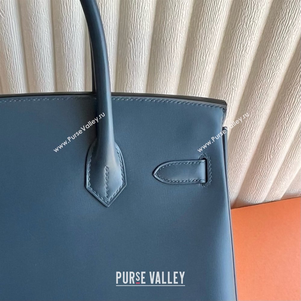 Hermes Birkin 25cm/30cm Bag in Original Box Leather 7P Prussian Blue/Silver 2025 (Full Handmade) (XYA-25052602)