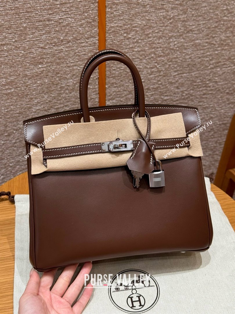Hermes Birkin 25cm/30cm Bag in Original Box Leather Chocolate/Silver 2025 (Half Handmade) (XX-25052613)