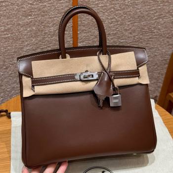 Hermes Birkin 25cm/30cm Bag in Original Box Leather Chocolate/Silver 2025 (Half Handmade) (XX-25052613)