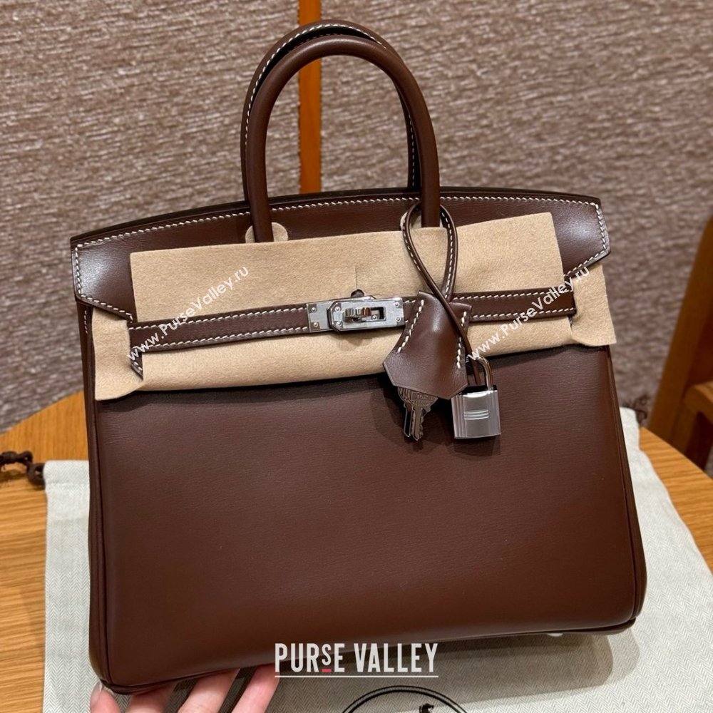 Hermes Birkin 25cm/30cm Bag in Original Box Leather Chocolate/Silver 2025 (Half Handmade) (XX-25052613)