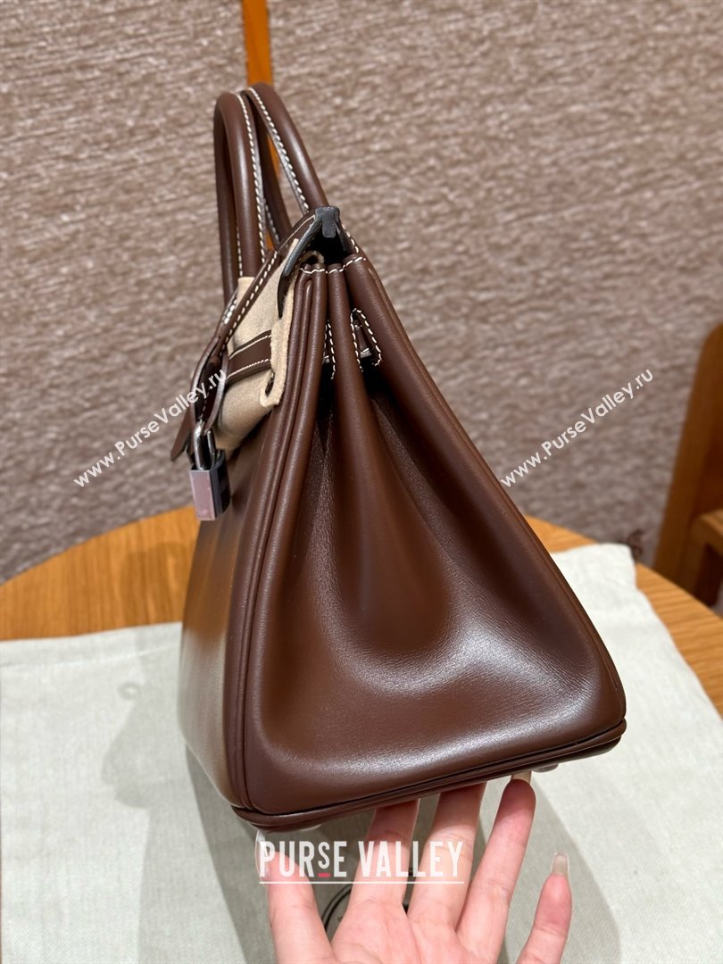Hermes Birkin 25cm/30cm Bag in Original Box Leather Chocolate/Silver 2025 (Half Handmade) (XX-25052613)