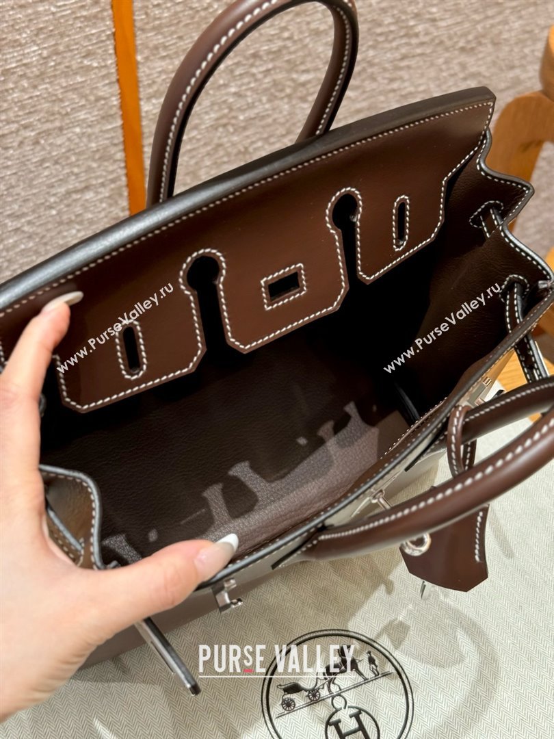 Hermes Birkin 25cm/30cm Bag in Original Box Leather Chocolate/Silver 2025 (Half Handmade) (XX-25052613)