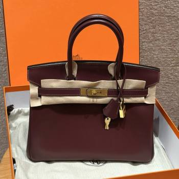 Hermes Birkin 25cm/30cm Bag in Original Box Leather Saddle Red/Gold 2025 (Half Handmade) (XX-25052614)