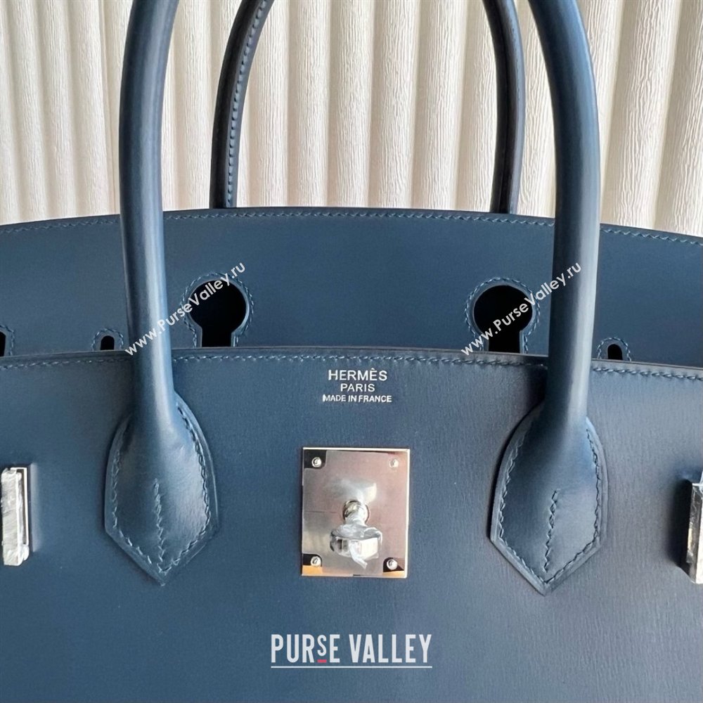 Hermes Birkin 25cm/30cm Bag in Original Box Leather 7P Prussian Blue/Silver 2025 (Full Handmade) (XYA-25052602)
