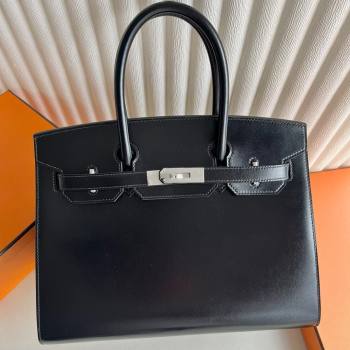 Hermes Birkin Sellier 25cm/30cm Bag in Original Box Leather CK89 Black/Silver 2025 (Full Handmade) (XYA-25052603)