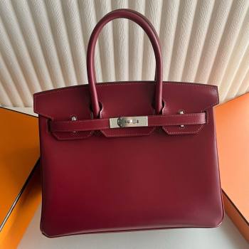 Hermes Birkin 25cm/30cm Bag in Original Box Leather CK55 Hermes Red/Silver 2025 (Full Handmade) (XYA-25052605)