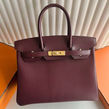 Hermes Birkin 25cm/30cm Bag in Original Box Leather CK57 Bordeaux Wine Red/Gold 2025 (Full Handmade) (XYA-25052606)