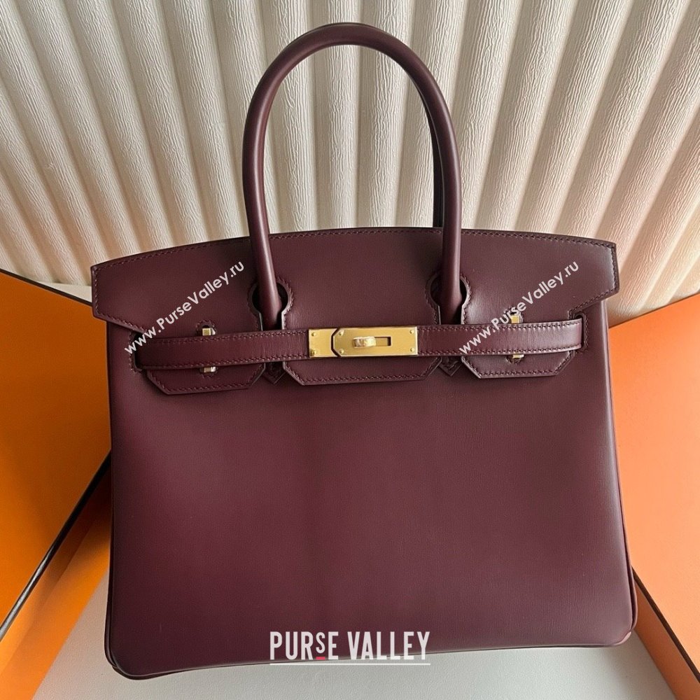 Hermes Birkin 25cm/30cm Bag in Original Box Leather CK57 Bordeaux Wine Red/Gold 2025 (Full Handmade) (XYA-25052606)