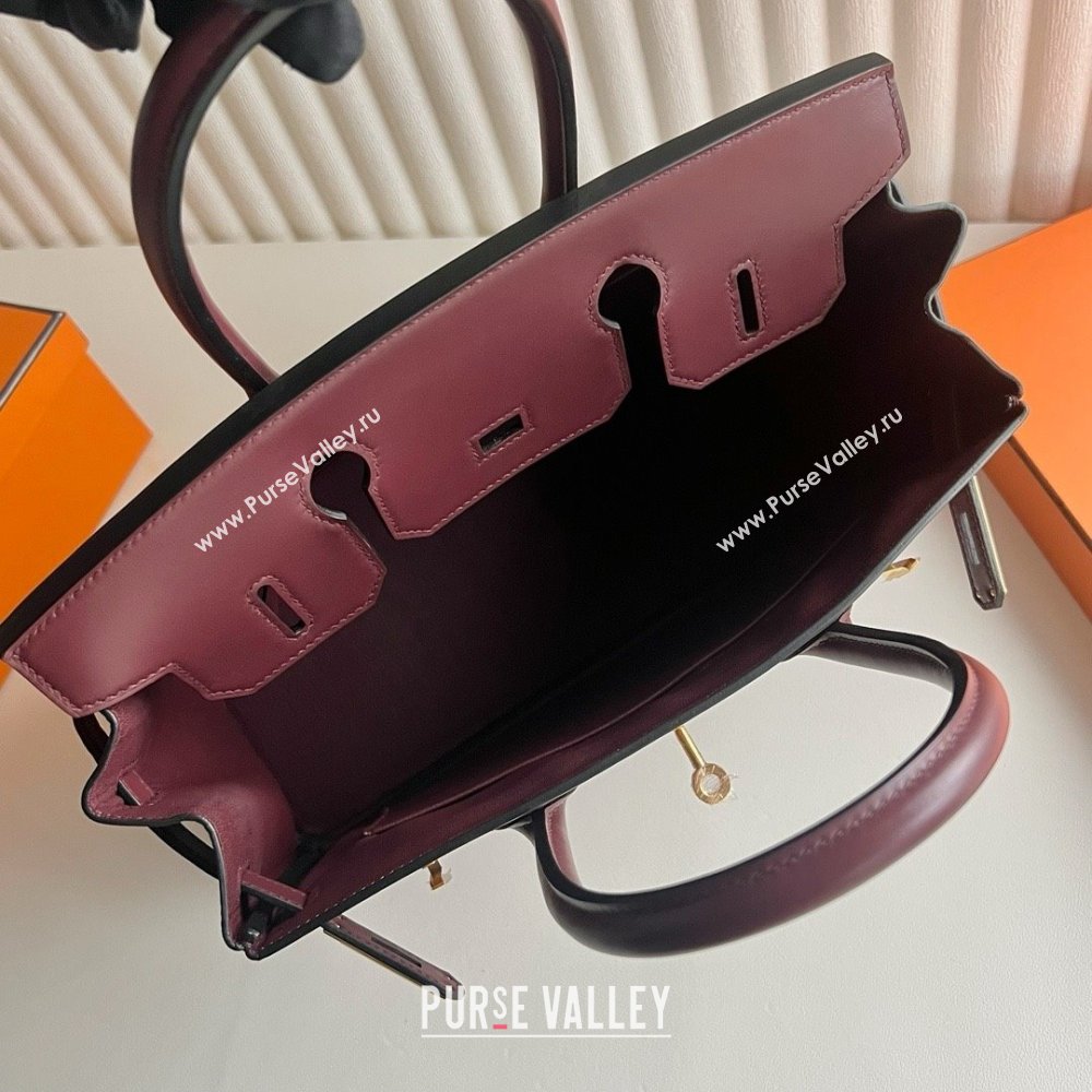 Hermes Birkin 25cm/30cm Bag in Original Box Leather CK57 Bordeaux Wine Red/Gold 2025 (Full Handmade) (XYA-25052606)