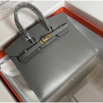 Hermes Birkin Sellier 25cm/30cm Bag in Original Box Leather Grey 2025 (Full Handmade) (XYA-25052601)