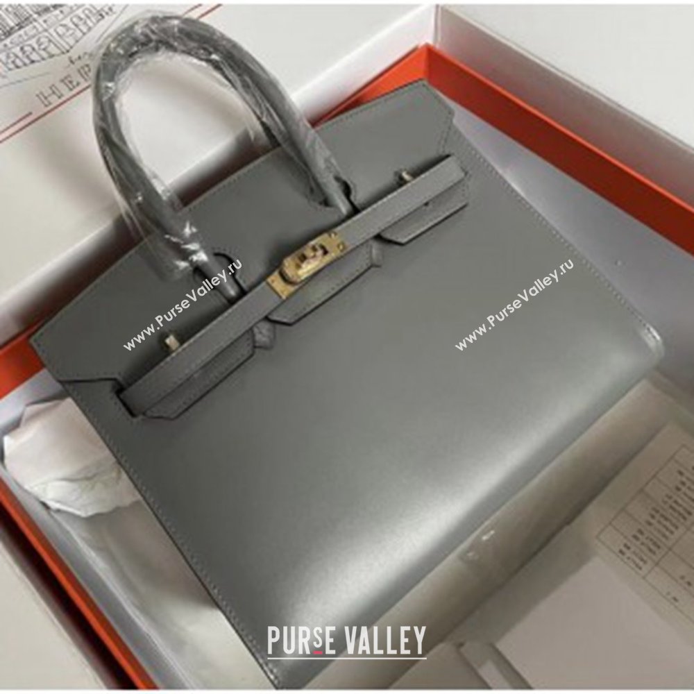Hermes Birkin Sellier 25cm/30cm Bag in Original Box Leather Grey 2025 (Full Handmade) (XYA-25052601)