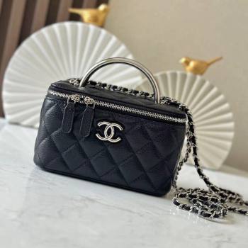 Chanel Grained Calfskin Vanity Case Bag with Top Handle 66021 Black 2025 (YINGF-25052802)
