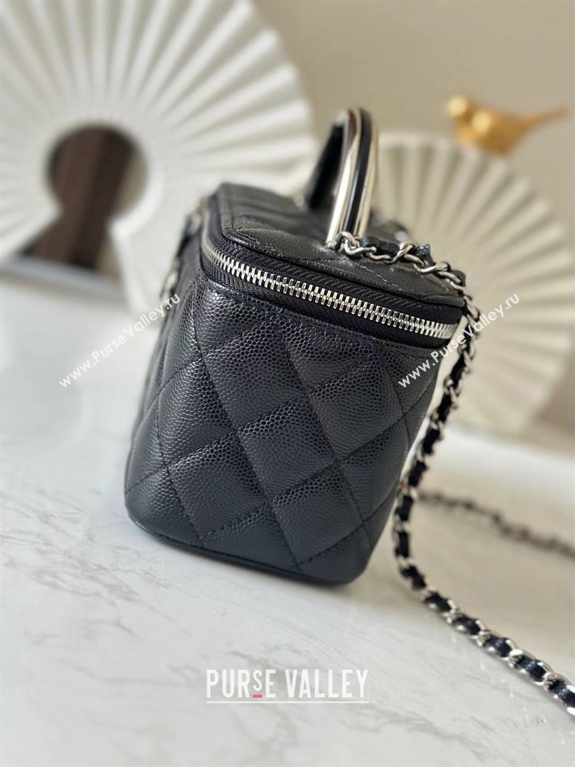 Chanel Grained Calfskin Vanity Case Bag with Top Handle 66021 Black 2025 (YINGF-25052802)
