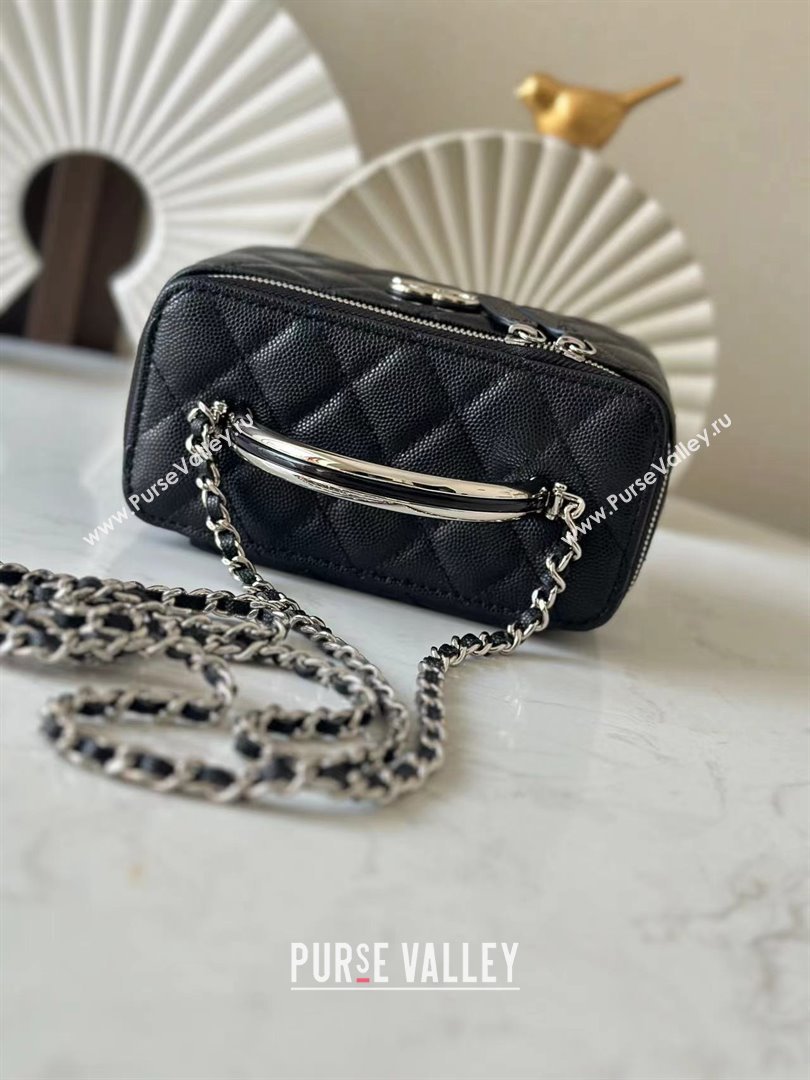 Chanel Grained Calfskin Vanity Case Bag with Top Handle 66021 Black 2025 (YINGF-25052802)