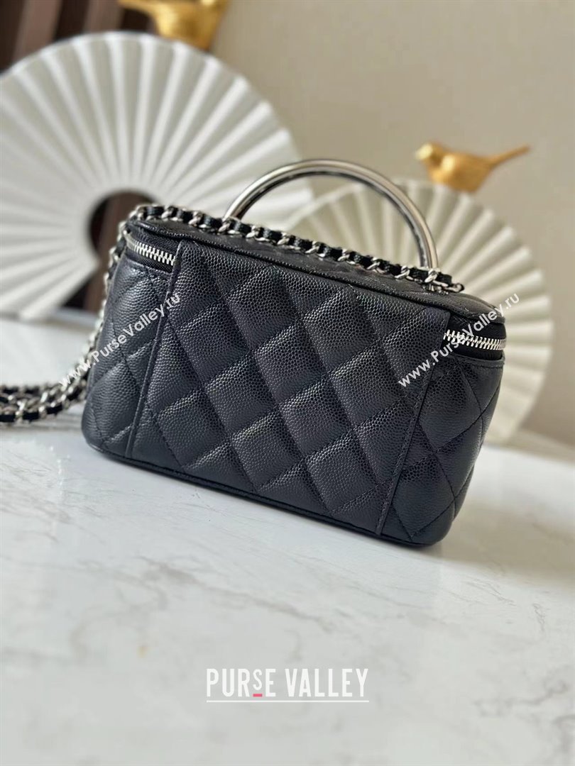 Chanel Grained Calfskin Vanity Case Bag with Top Handle 66021 Black 2025 (YINGF-25052802)