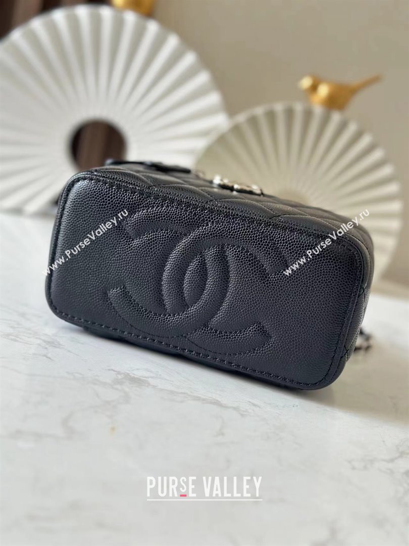Chanel Grained Calfskin Vanity Case Bag with Top Handle 66021 Black 2025 (YINGF-25052802)