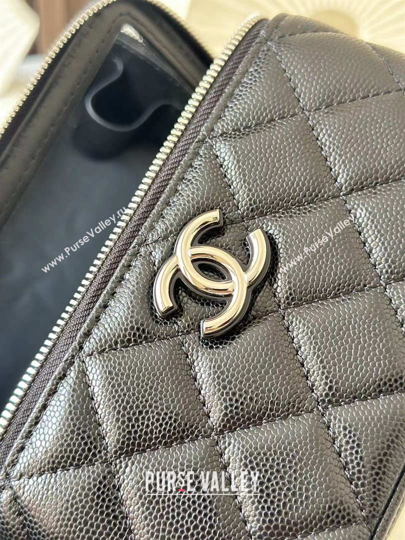 Chanel Grained Calfskin Vanity Case Bag with Top Handle 66021 Black 2025 (YINGF-25052802)