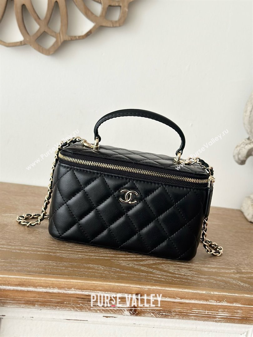 Chanel Lambskin Vanity Case Bag with Top Handle 66021 Black 2025 (YINGF-25052801)
