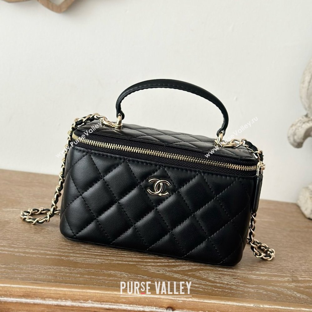 Chanel Lambskin Vanity Case Bag with Top Handle 66021 Black 2025 (YINGF-25052801)