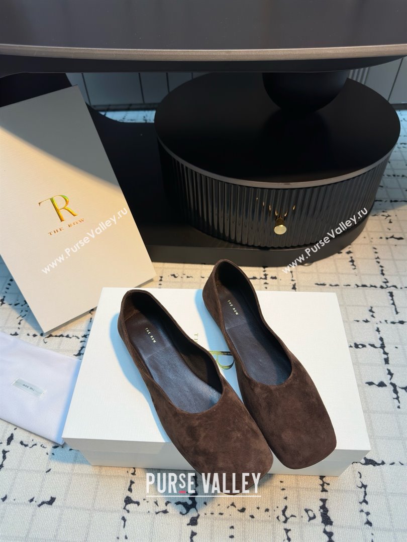 The Row Square Ballet Flats in Brown Suede TR052920 2025 (MGN-25052920)