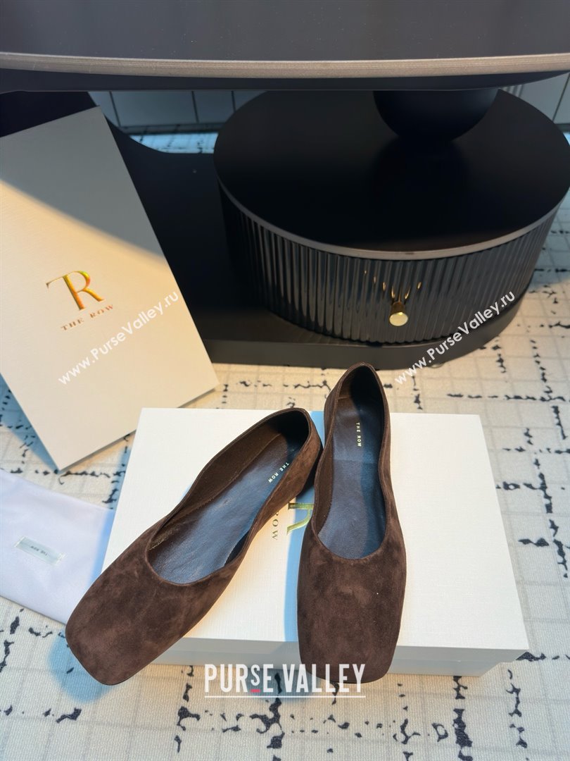 The Row Square Ballet Flats in Brown Suede TR052920 2025 (MGN-25052920)