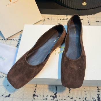 The Row Square Ballet Flats in Brown Suede TR052920 2025 (MGN-25052920)