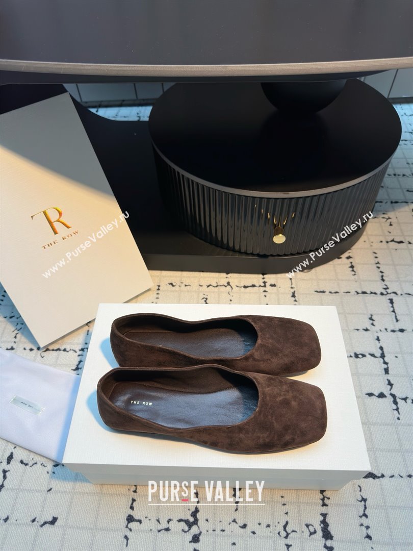 The Row Square Ballet Flats in Brown Suede TR052920 2025 (MGN-25052920)