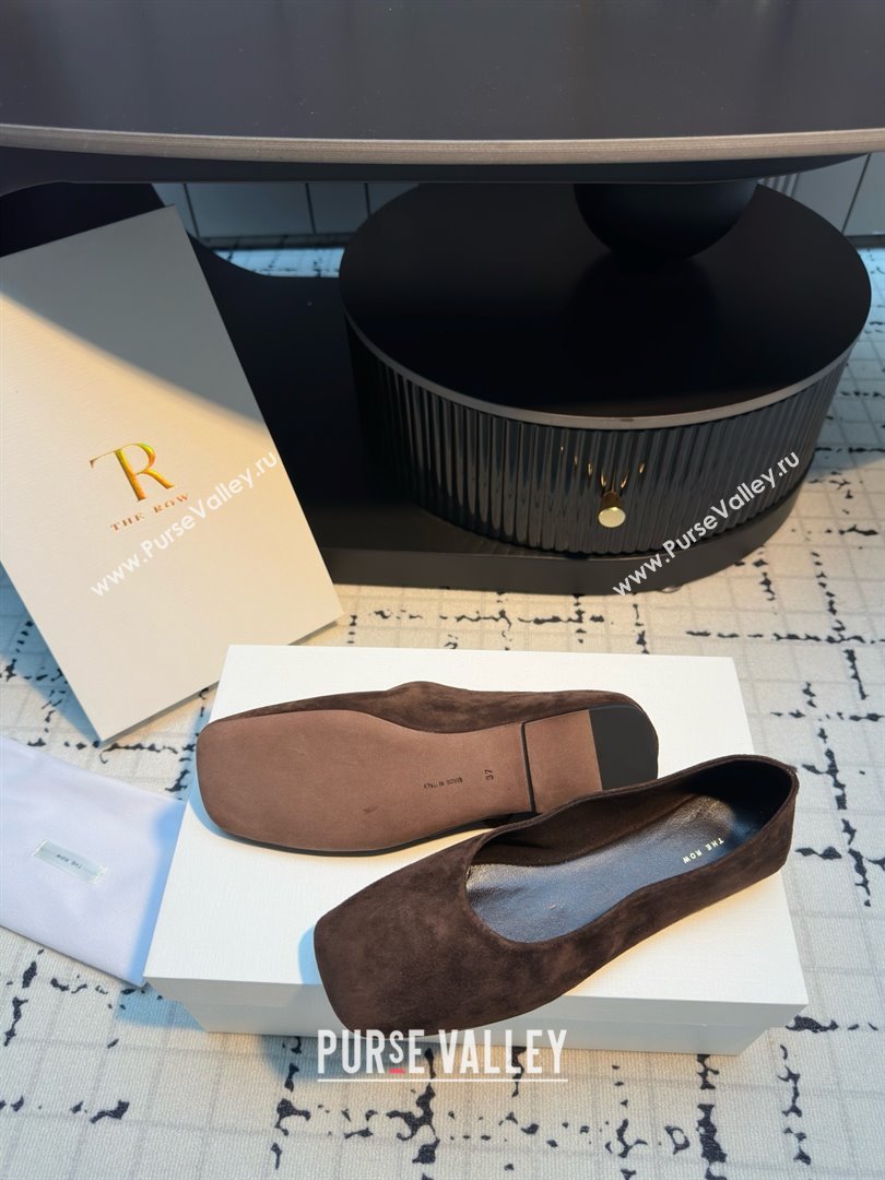 The Row Square Ballet Flats in Brown Suede TR052920 2025 (MGN-25052920)