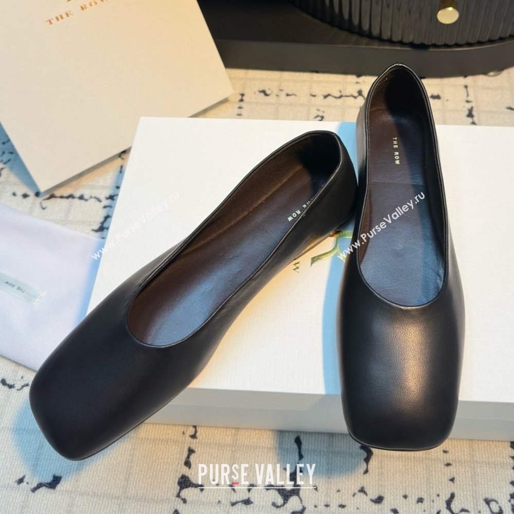 The Row Square Ballet Flats in Black Lambskin TR052923 2025 (MGN-25052923)