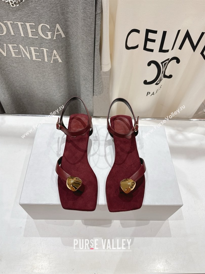 The Row Calfskin Leather Sandals TR052806 Burgundy 2025 (KL-25052806)