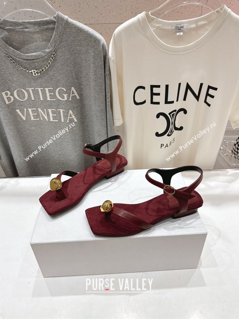 The Row Calfskin Leather Sandals TR052806 Burgundy 2025 (KL-25052806)