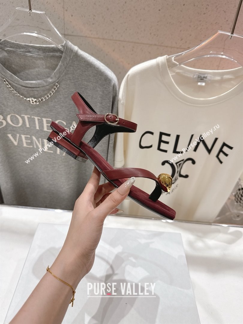 The Row Calfskin Leather Sandals TR052806 Burgundy 2025 (KL-25052806)