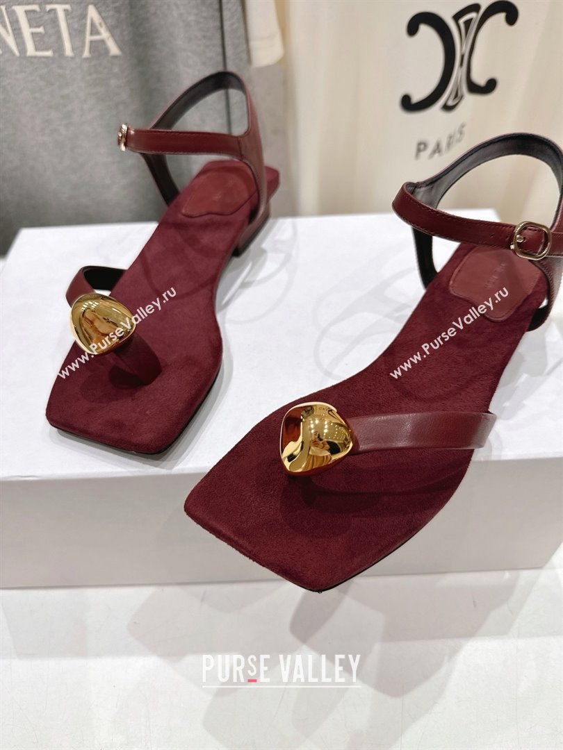 The Row Calfskin Leather Sandals TR052806 Burgundy 2025 (KL-25052806)