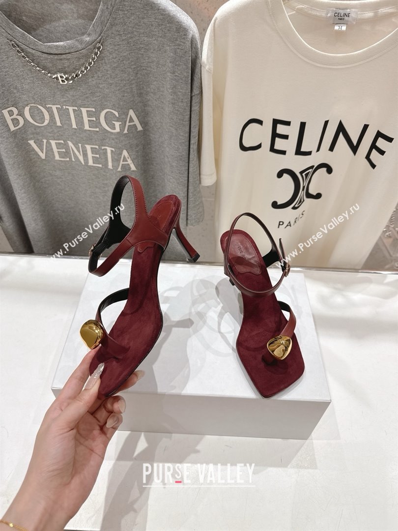 The Row Calfskin Leather Sandals 7.5cm Heel TR052808 Burgundy 2025 (KL-25052808)