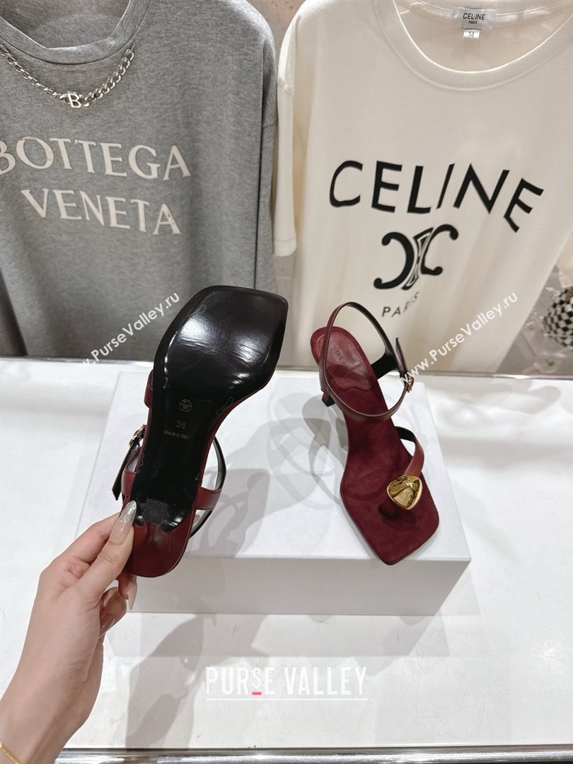 The Row Calfskin Leather Sandals 7.5cm Heel TR052808 Burgundy 2025 (KL-25052808)