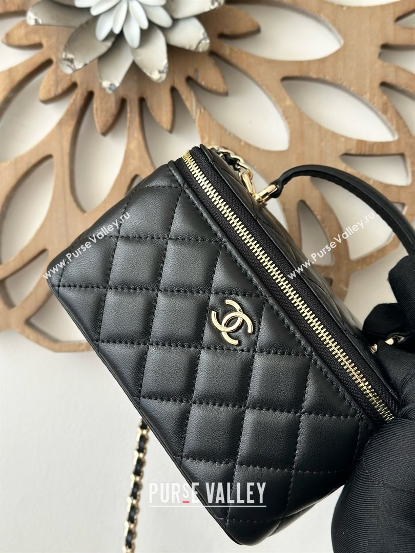 Chanel Lambskin Vanity Case Bag with Top Handle 66021 Black 2025 (YINGF-25052801)