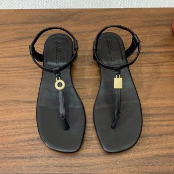 Loro Piana Mindil Infra Sandal in Lambskin LP6607 Black 2025 (HH-25060607)