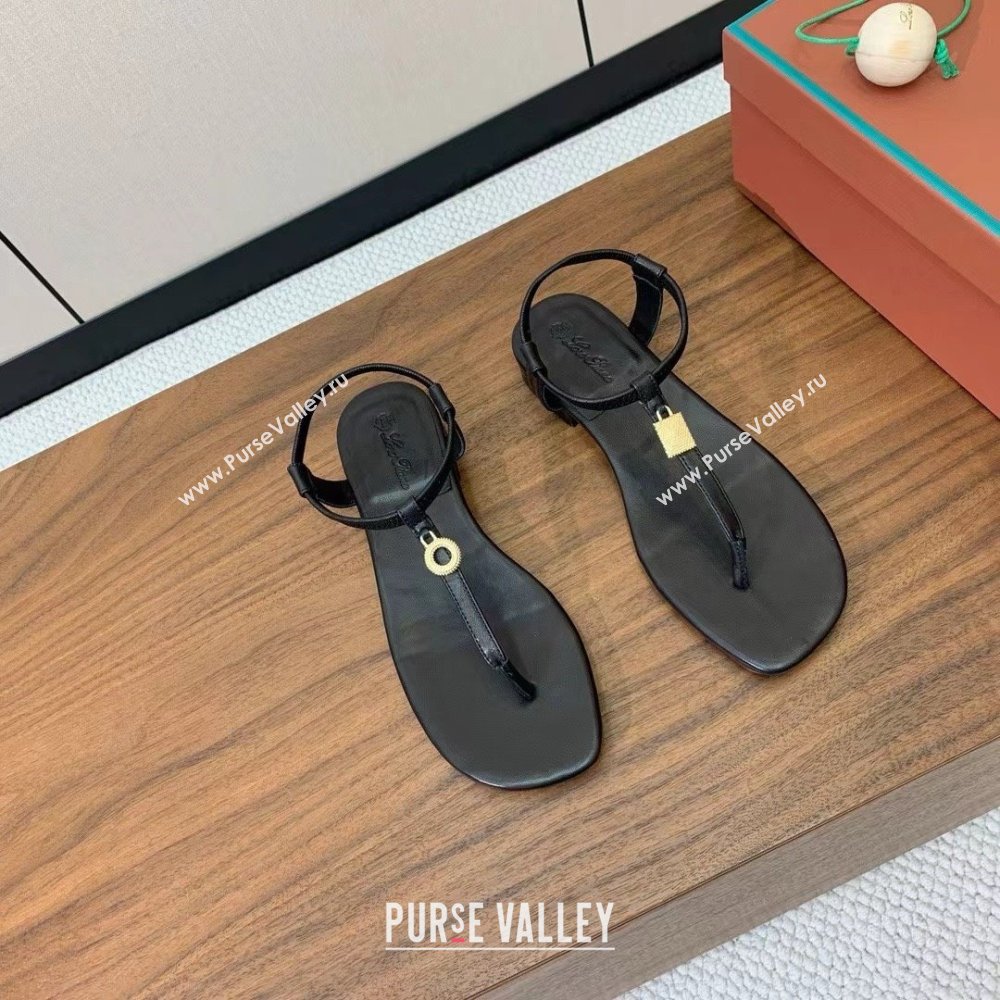 Loro Piana Mindil Infra Sandal in Lambskin LP6607 Black 2025 (HH-25060607)