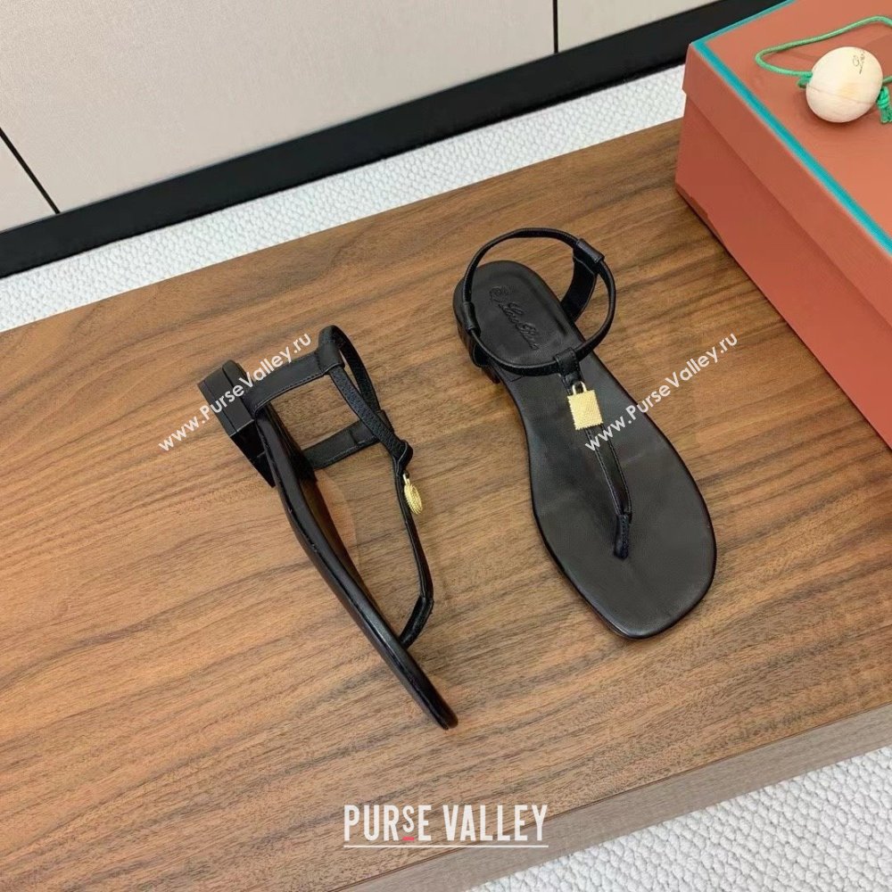 Loro Piana Mindil Infra Sandal in Lambskin LP6607 Black 2025 (HH-25060607)