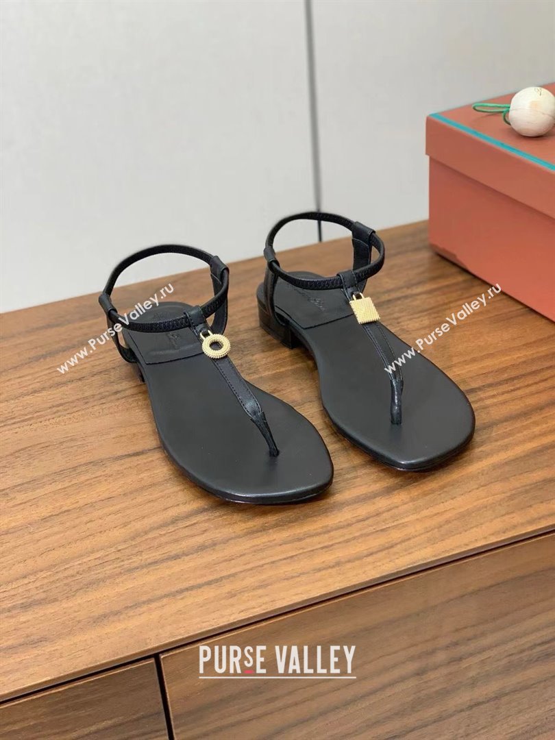 Loro Piana Mindil Infra Sandal in Lambskin LP6607 Black 2025 (HH-25060607)
