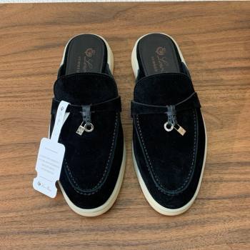 Loro Piana Charms Walk Babouche Loafer in Suede LP060502 Black 2025 (HH-25060502)