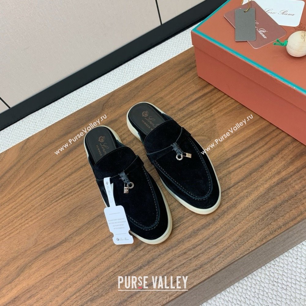 Loro Piana Charms Walk Babouche Loafer in Suede LP060502 Black 2025 (HH-25060502)