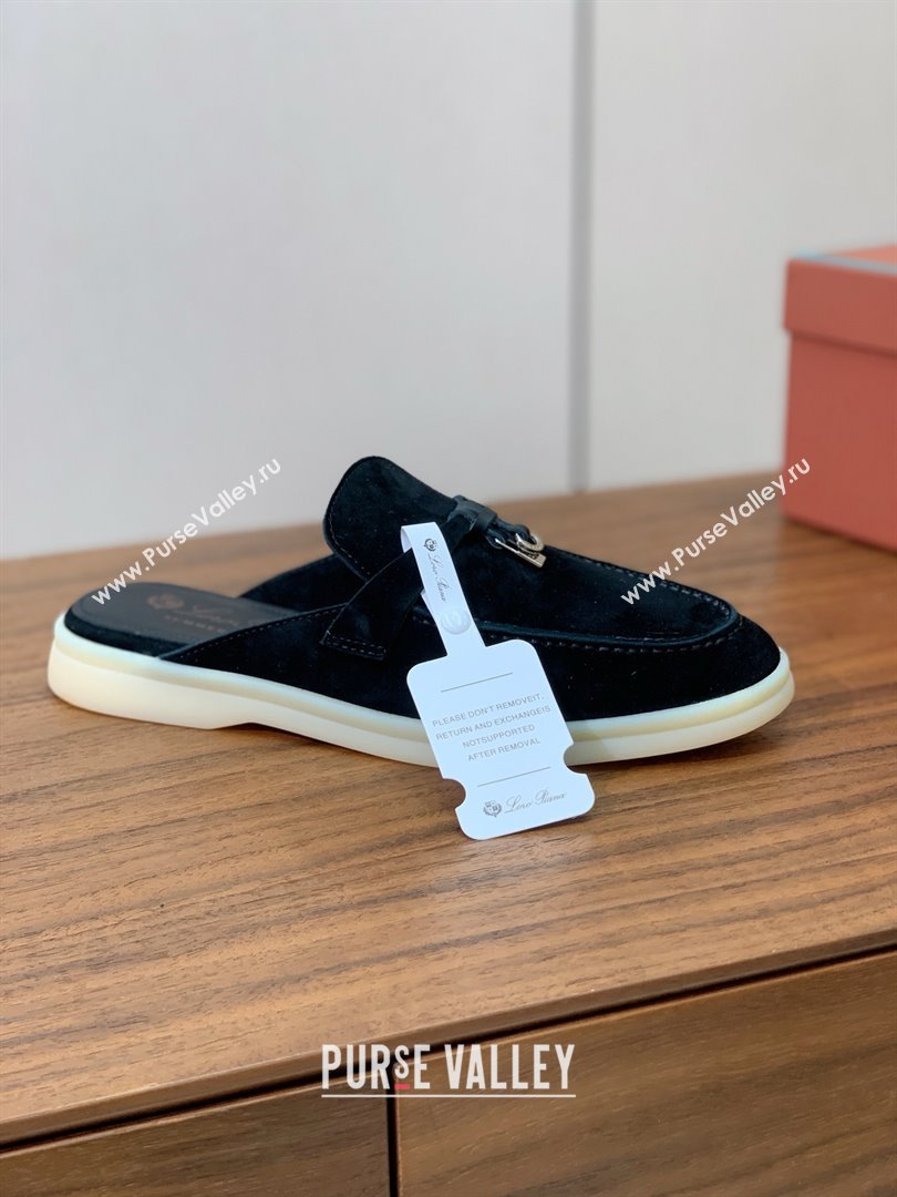 Loro Piana Charms Walk Babouche Loafer in Suede LP060502 Black 2025 (HH-25060502)