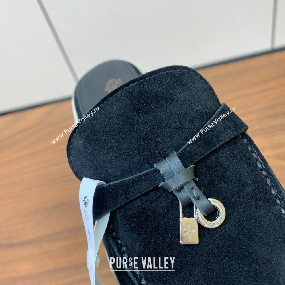 Loro Piana Charms Walk Babouche Loafer in Suede LP060502 Black 2025 (HH-25060502)