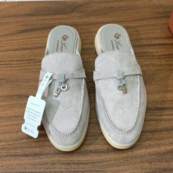 Loro Piana Charms Walk Babouche Loafer in Suede LP060503 Pearl Grey 2025 (HH-25060503)
