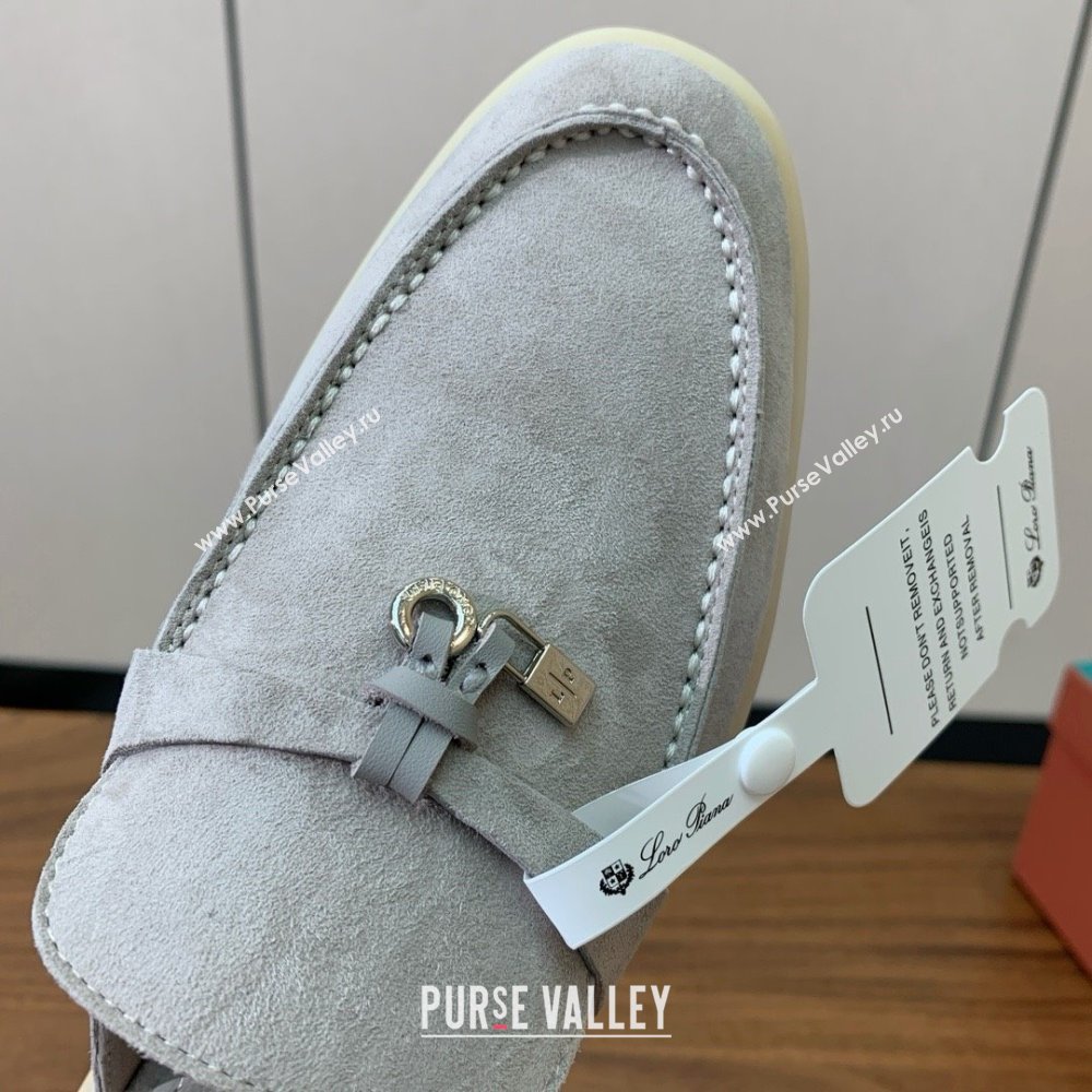 Loro Piana Charms Walk Babouche Loafer in Suede LP060503 Pearl Grey 2025 (HH-25060503)