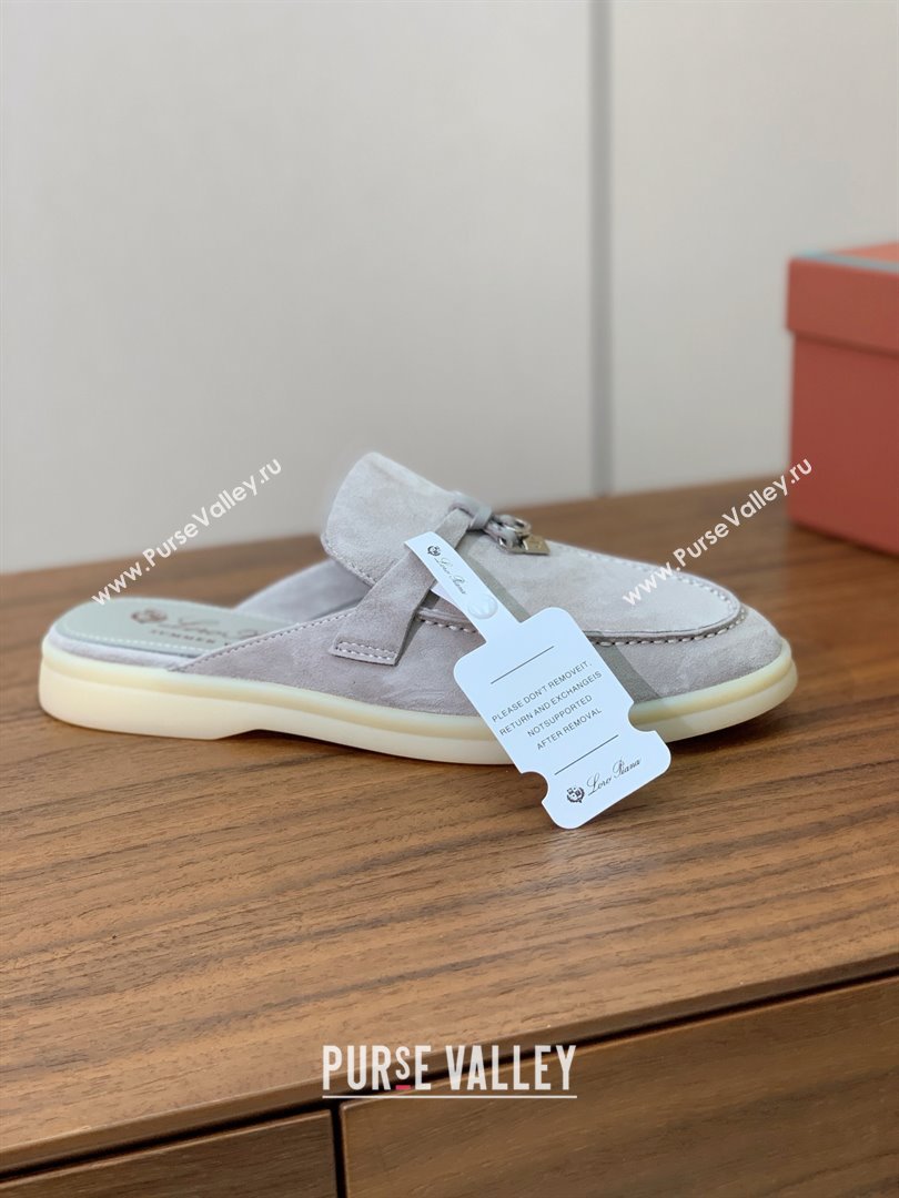 Loro Piana Charms Walk Babouche Loafer in Suede LP060503 Pearl Grey 2025 (HH-25060503)