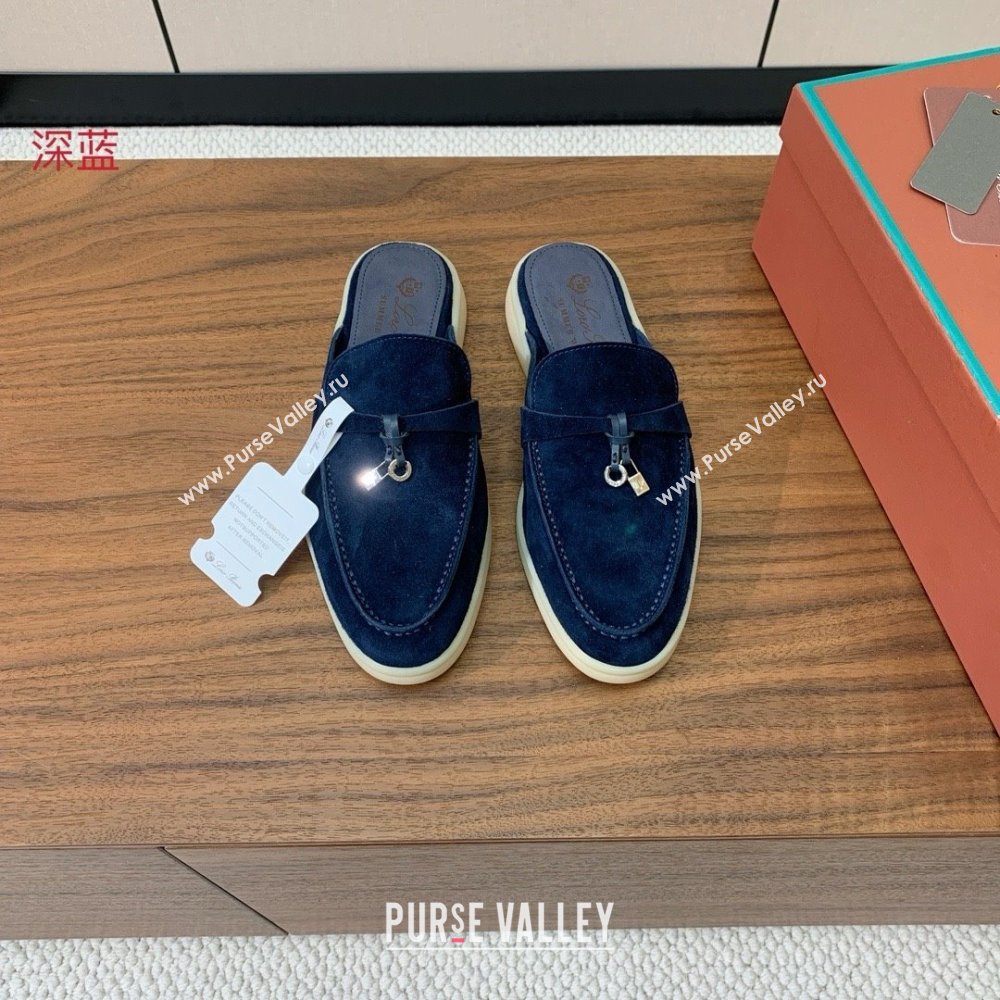 Loro Piana Charms Walk Babouche Loafer in Suede LP060504 Deep Blue 2025 (HH-25060504)