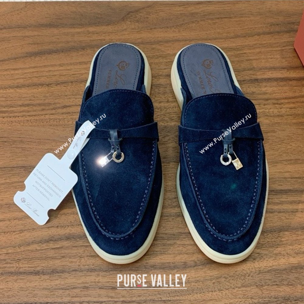 Loro Piana Charms Walk Babouche Loafer in Suede LP060504 Deep Blue 2025 (HH-25060504)